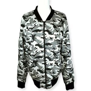 SOVEREIGN CODES CAMO BOMBER JACKET SZ.L EUC